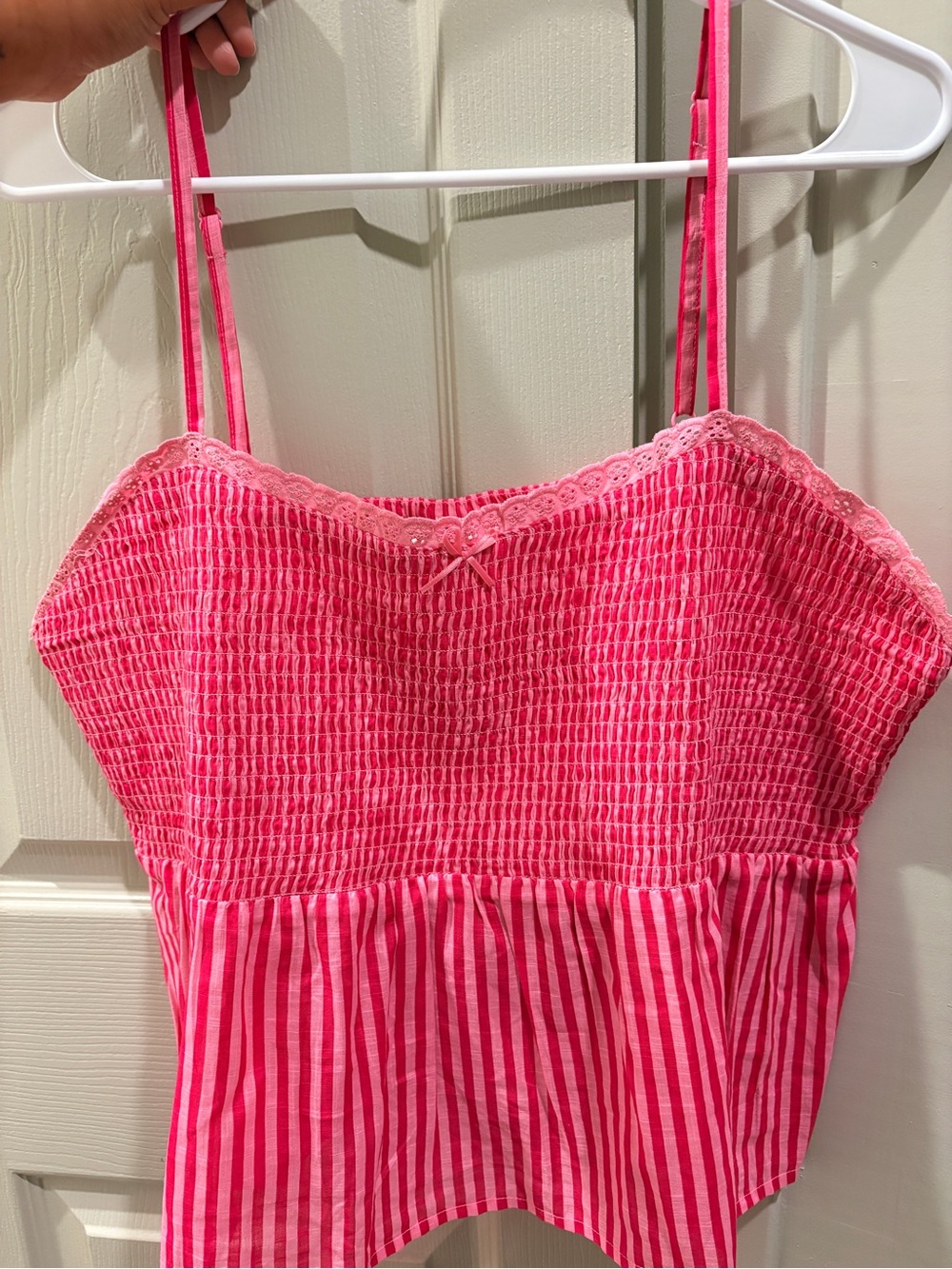 No Boundaries Pink Striped Smocked Tank Top